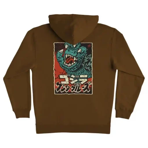 Santa Cruz x Godzilla Hand Heavyweight Hoodie Brown