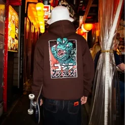 Santa Cruz x Godzilla Hand Heavyweight Hoodie Brown 7 Santa Cruz x Godzilla Hand Heavyweight Hoodie Brown - Model