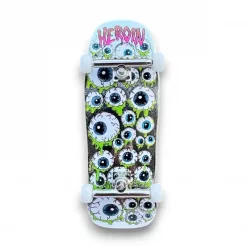 Custom Pro X Heroin Skateboards Eyes Fingerboard Silver Complete 
