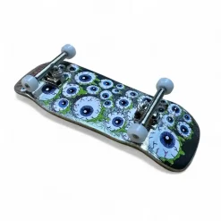 Custom Pro X Heroin Skateboards Eyes Fingerboard Silver Complete - Bottom