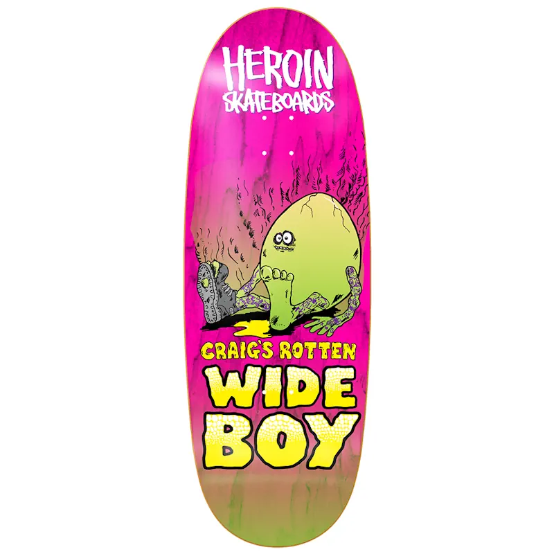 Heroin Skateboards Craig Questions Rotten Wide Boy Deck 10.75" 2 Heroin Skateboards Craig Questions Rotten Wide Boy Deck 10.75" - Hintergrund Pink